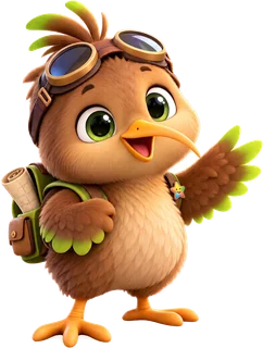 Kiwizi the kiwi waving